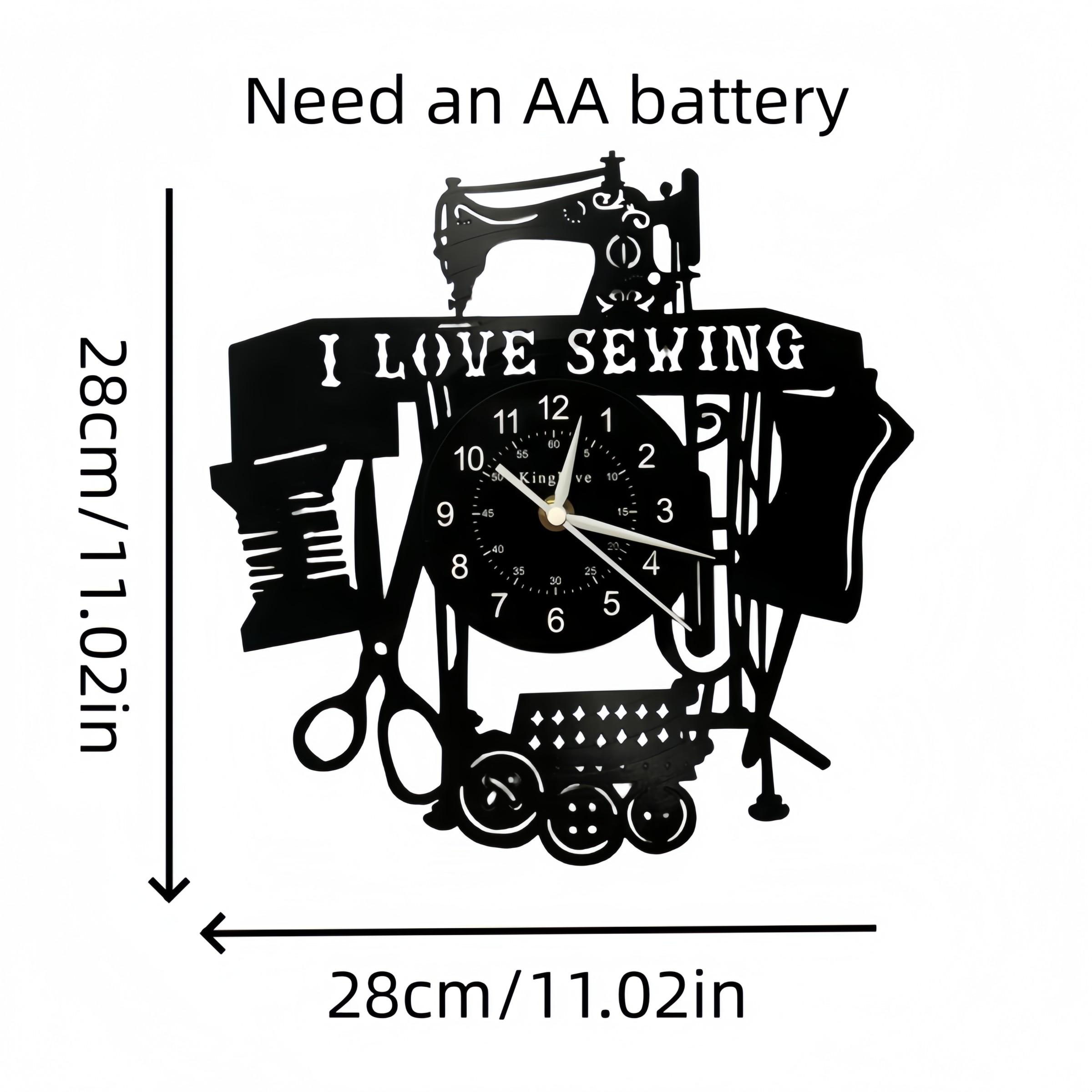 Exclusive Sewing Enthusiast Vinyl Wall Clock, Bold I Love Sewing Slogan, Perfect for Sewing Studio, Tailor Shop, Craft Room, Clothing Store