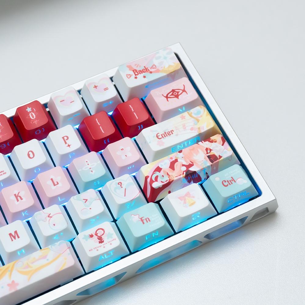 New Wind Violet Theme Side-Engraved Translucent Keycaps, Cherry Profile, Dual Color Pbt, Heat Transfer, Durable, DIY Mechanical Keyboard Keycaps