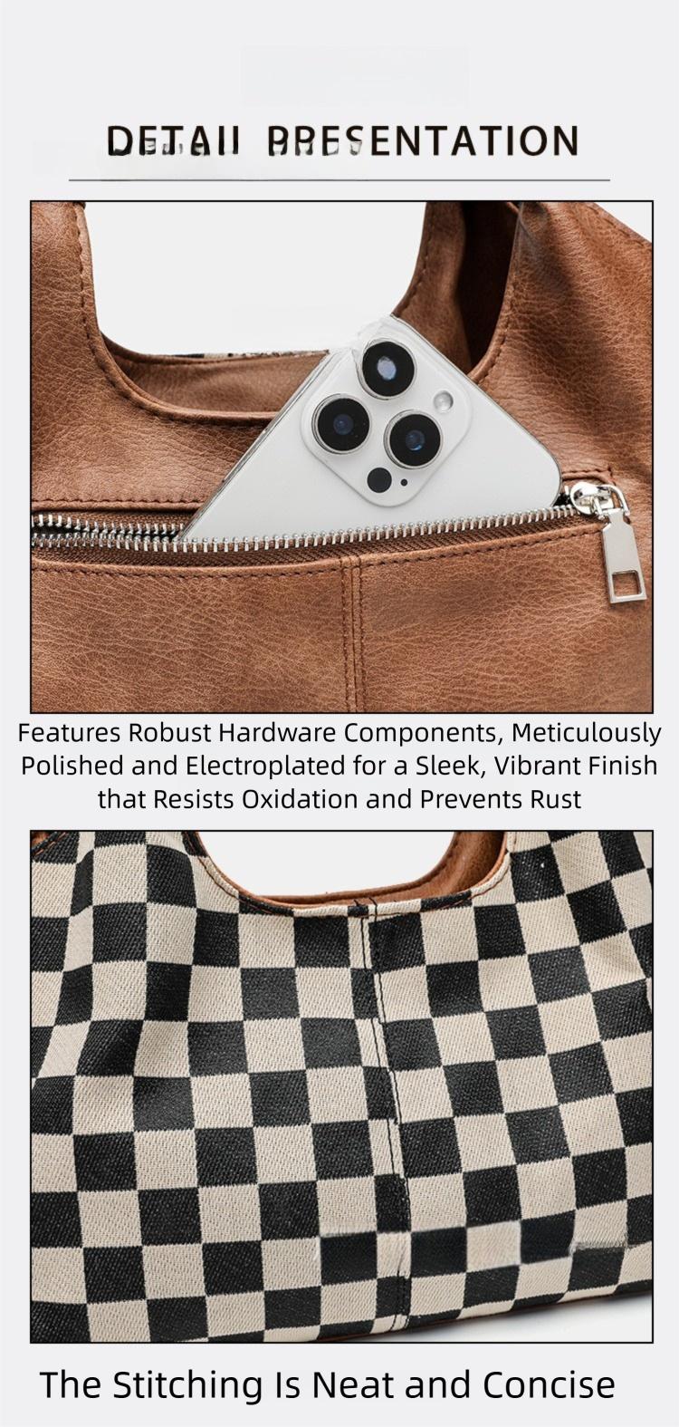 Viral Checkerboard Woven Hobo Bag, Old Money Quiet Luxury Shoulder Purse, 2-Color Casual Handbag with Detachable Strap