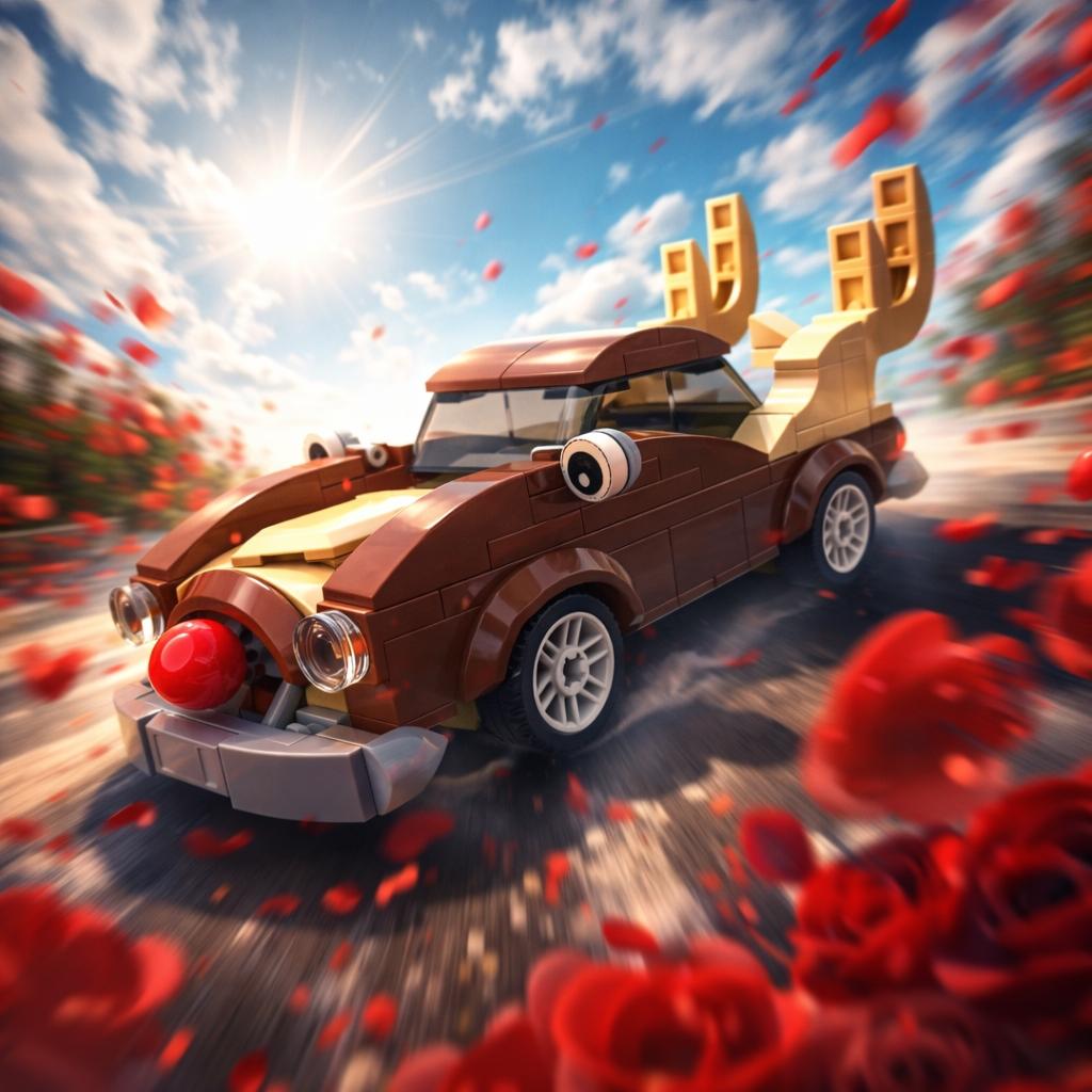 214PCS Red Nose Racing Car Bricks Building Blocks Set, ABS Plastic Construction Toy, DIY Mini Racing Car Model Kit, Creative Vehicle Block Toy, Easy to Assemble Educational Bricks, Desk Display Ornament Collectible, Home Bedroom Office Decoration