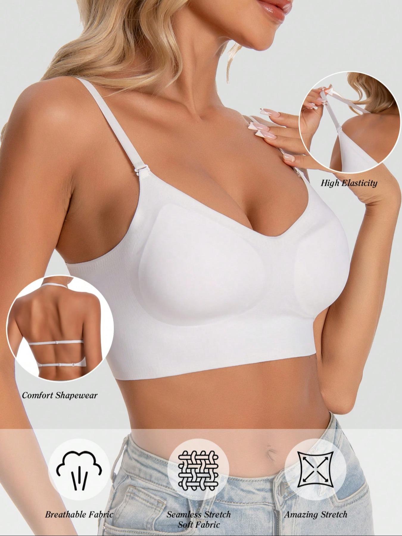 Women's Seamless Backless Bra, Multi-Strap Convertible Strap Wireless Push-Up Basic Underwear Bra, Suitable for Wedding Dresses and Party Gowns