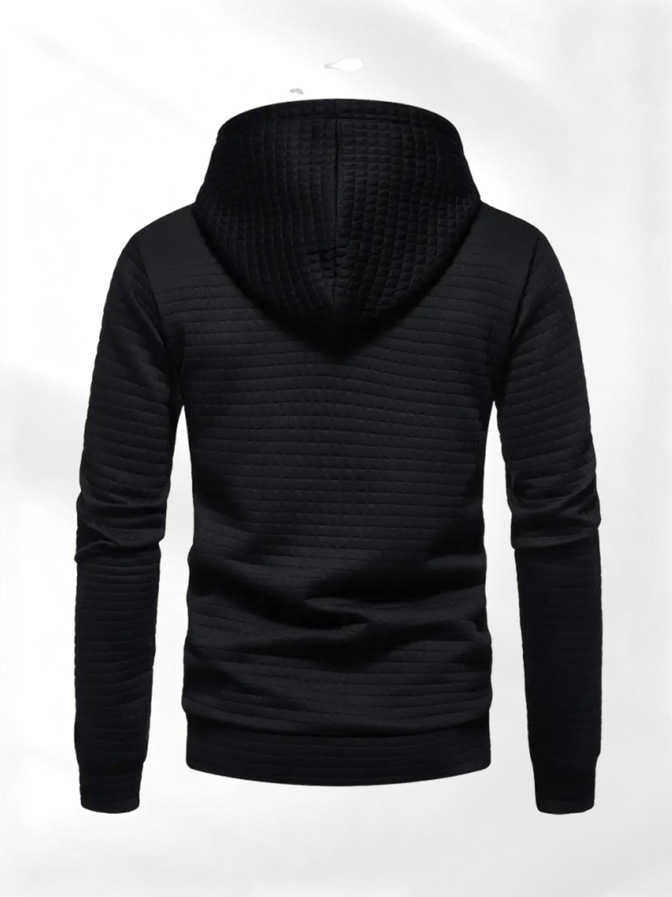 Men's Waffle Hoodie Sweatshirt, Fashionable Label Design, Comfortable Sportswear, Soft Fabric for Sports and Casual Use