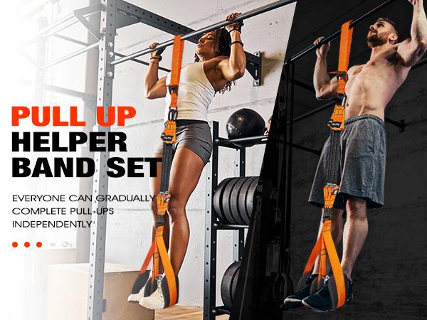 Pull Up Assistance Bands,Pull Up Resistance Band for Pull Up Bar,Adjustable Weight/Size Pull Up Assist Bands with Fabric Dual-feet/Knee Rest,Pull Up Bands Assist Set for Home Gym Fitness Training