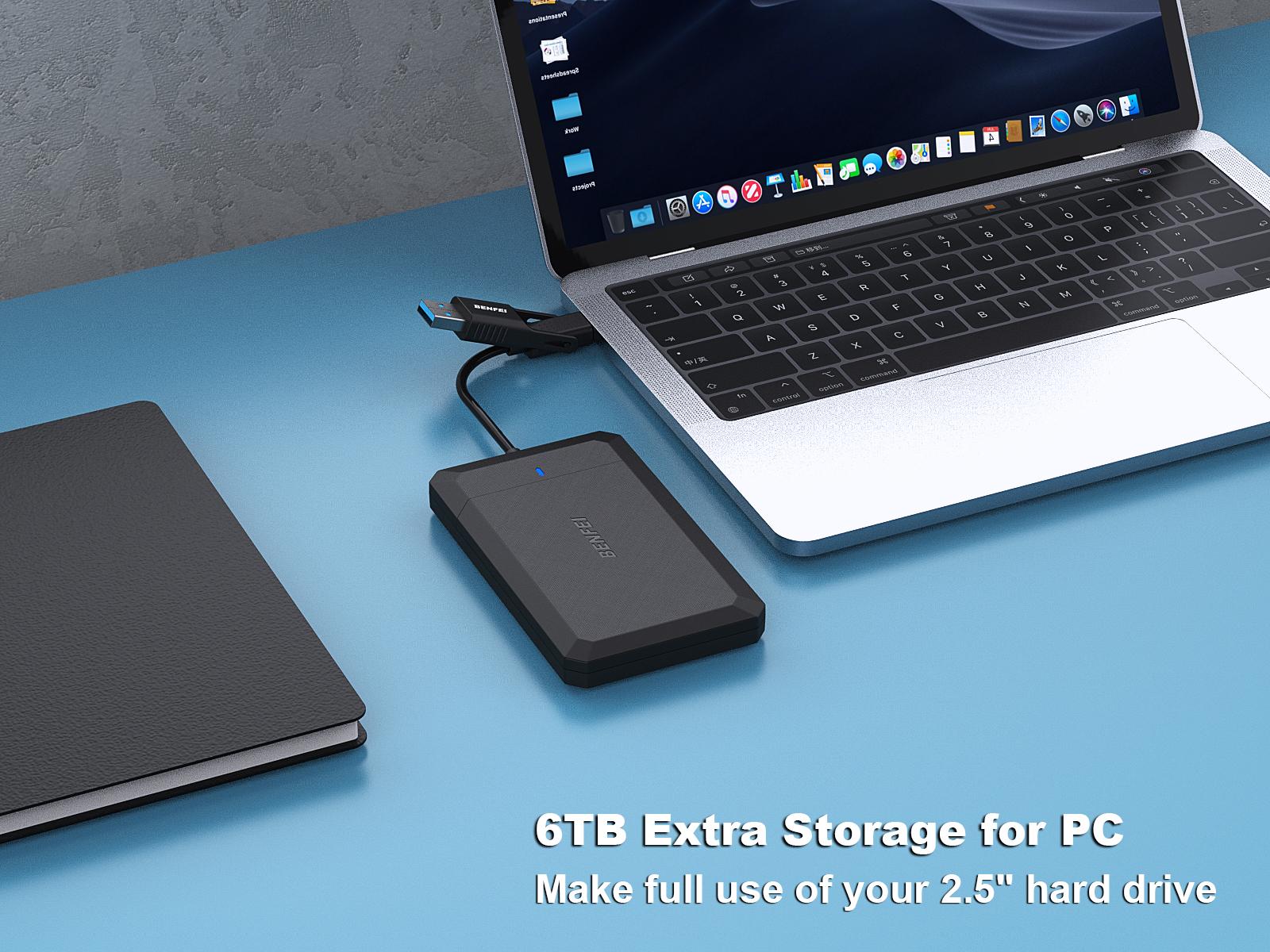 BENFEI 2.5 Inch SSD Enclosure SATA to USB-C/A Tool Free External Hard Drive Box