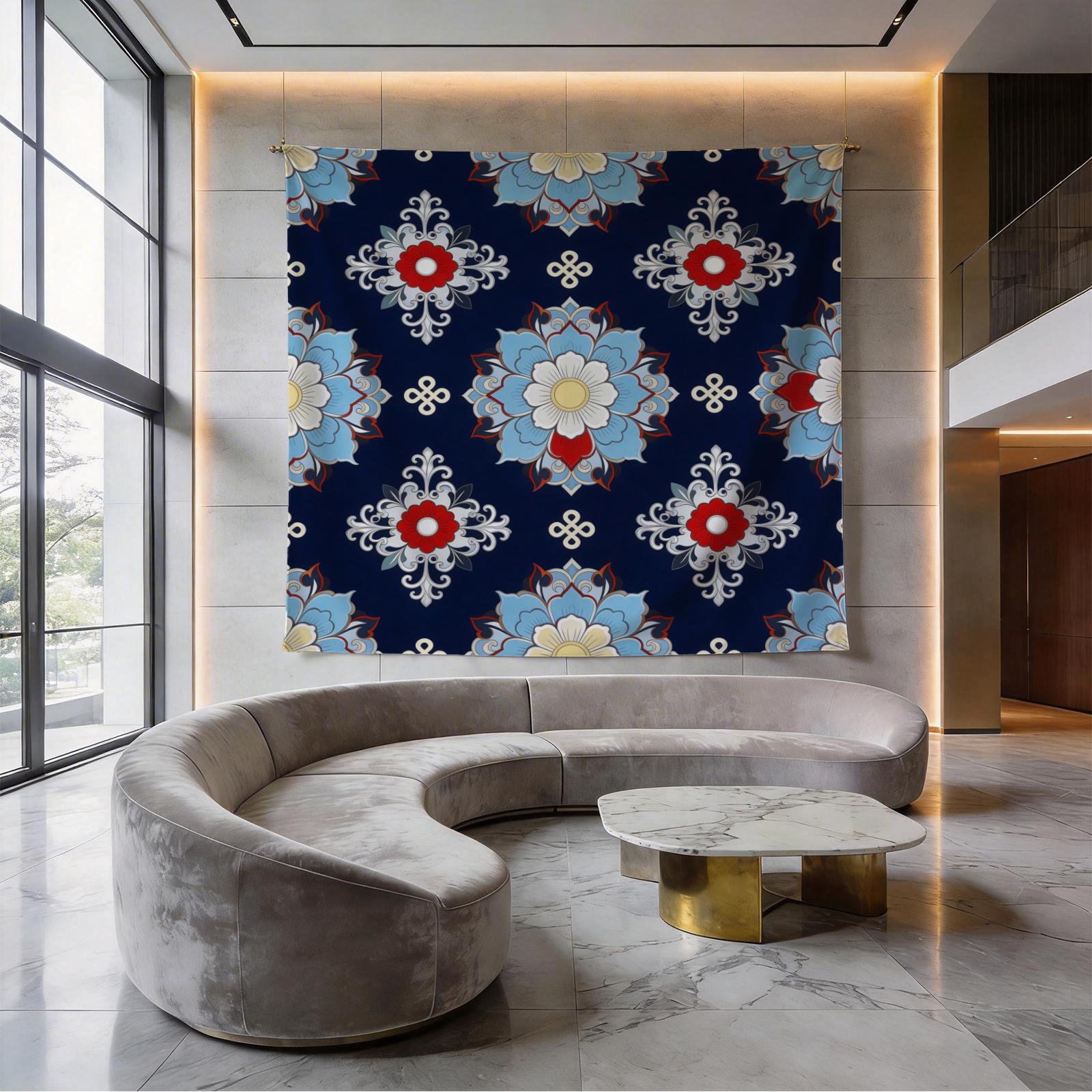 1 Piece Vintage Floral Mandala Tapestry, HD Digital Printed Wall Hanging Tapestries, Aesthetic Boho Tapestry, Easy to Hang for Living Room Bedroom Dorm Home Decor