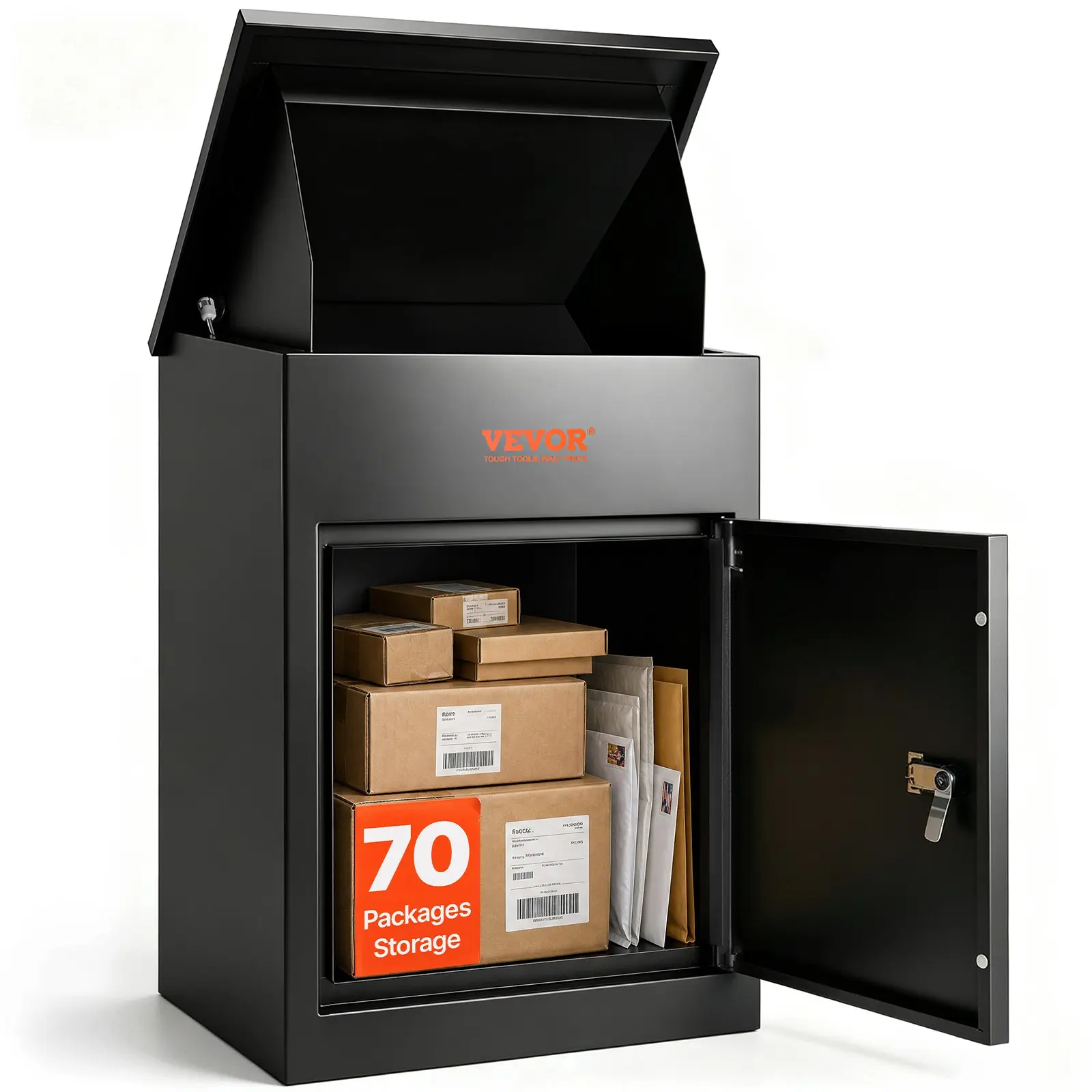 VEVOR Galvanized Steel Extra Large Package Delivery Box with Coded Lock, Wall Mounted Mailbox (17.3"x13.8"x22.8"), Anti-Theft Baffle, IPX3 Waterproof for Porch Storage, Curbside [Tool Upgrade]