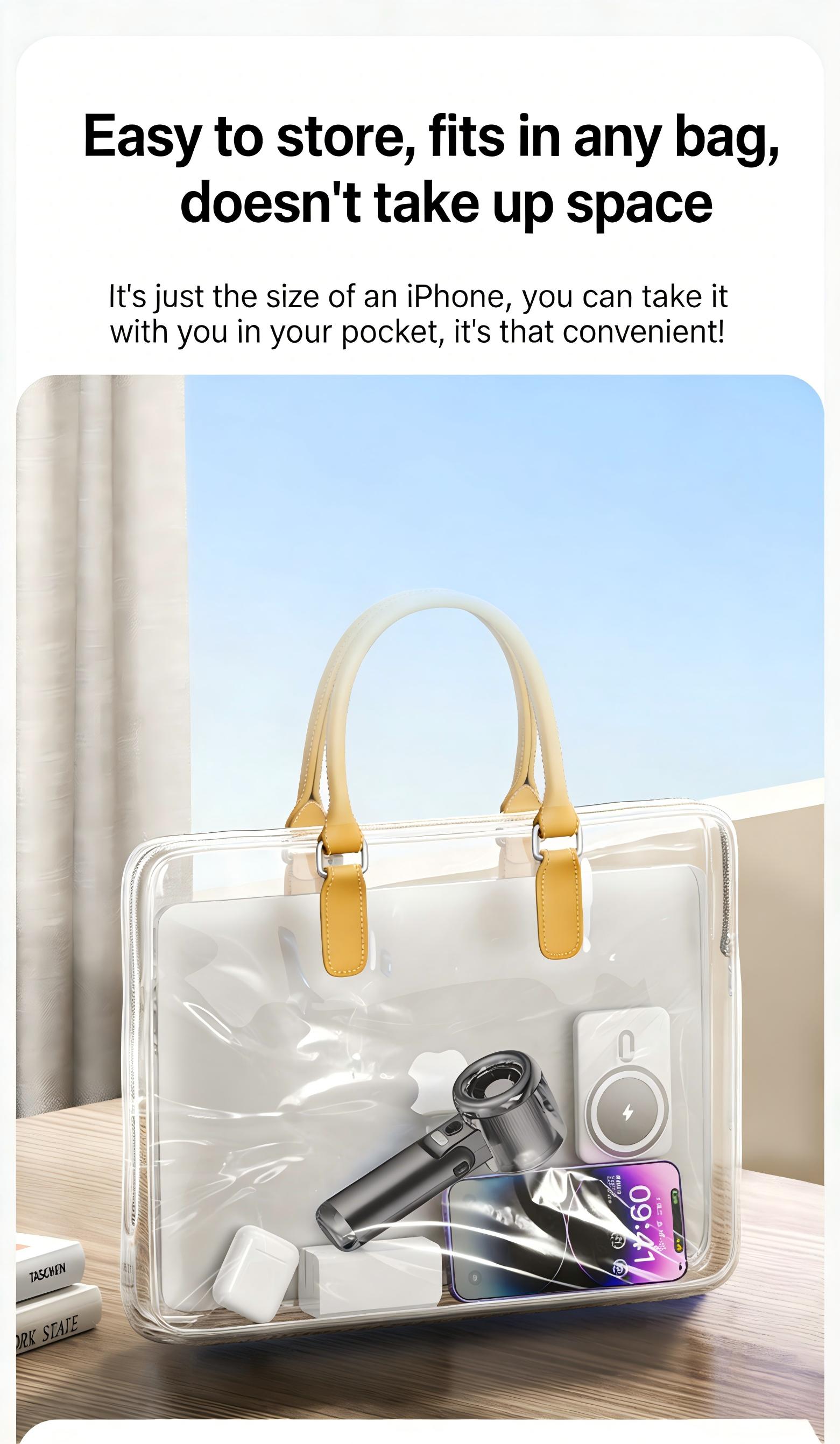 TADEKERU Mist Cooling Mini Fan Portable Handheld Turbo Fan Ice-Cooling 3600mAh Battery Operated 6 Hours 100 Gear Speed Foldable for Summer Travel Vacation Essentials Outdoor Activities Beach Indoor Use Office Desk Usage