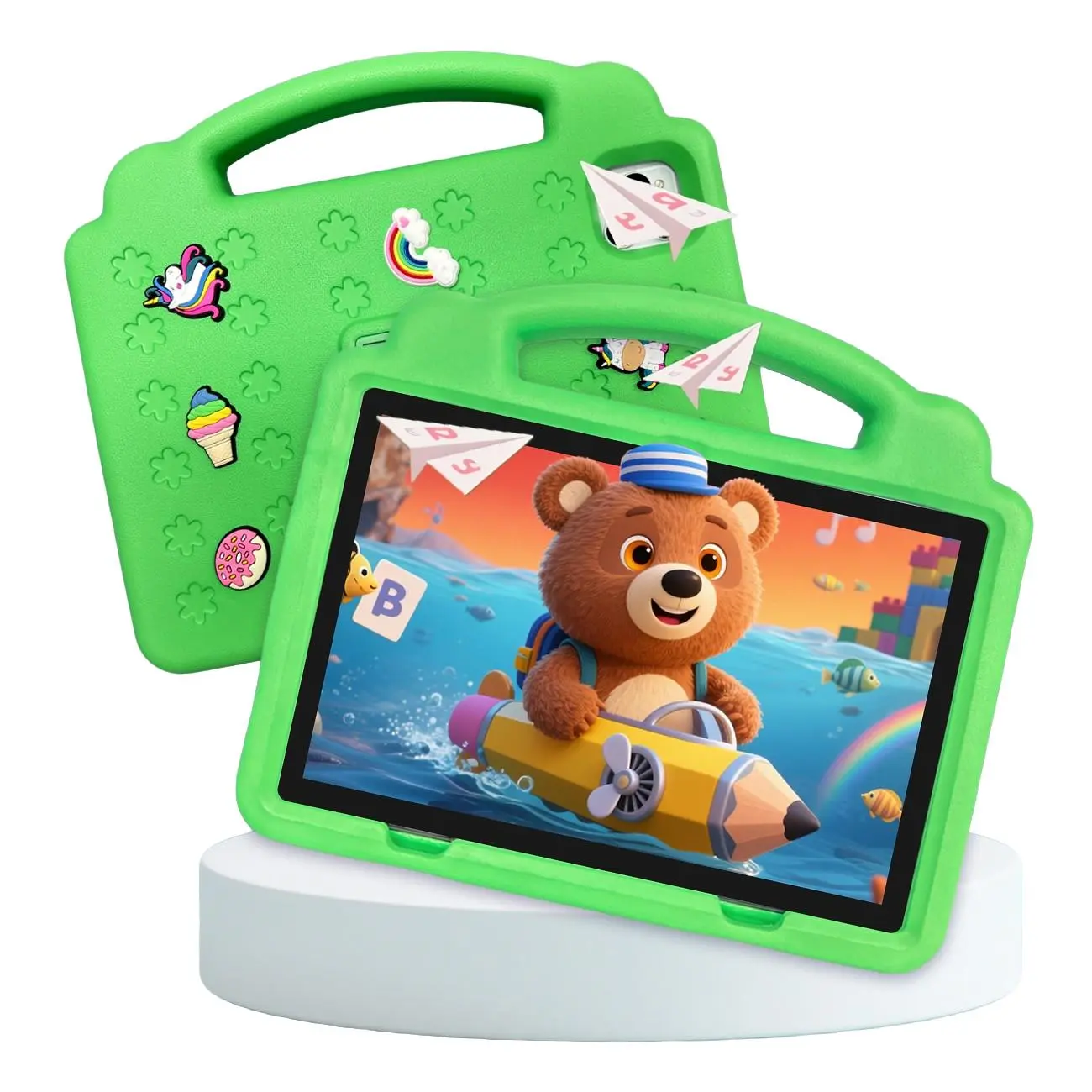 10.1-inch Children's Learning Tablet | AI-assisted Learning and Entertainment in One, Eye-protecting Large Screen, Cute Design | 5G WiFi, High-definition IPS Eye-protecting Screen, Dual Cameras, Bluetooth, Shockproof Protective Case, Parental Remote