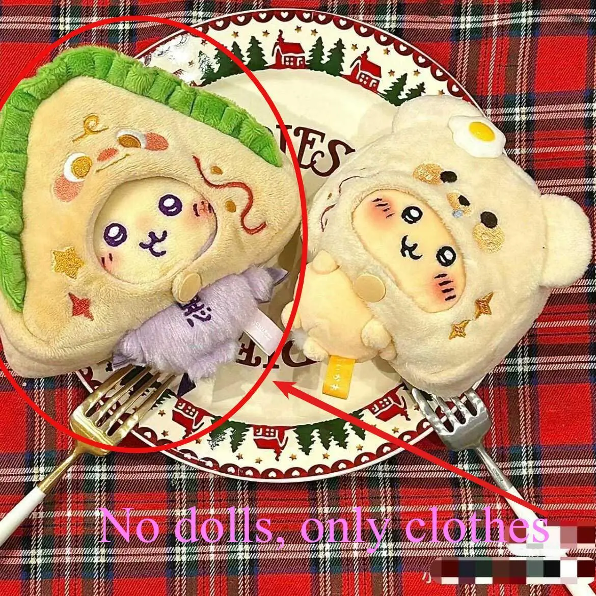 Vegetable Sandwich Fried Egg Bear 10cm Chiikawa Hachiware Usagi Doll Plush Head Cute Fun Doll Head Cover  Boys and girls gifts