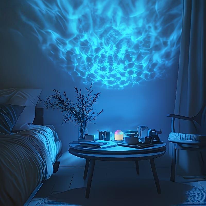 Aurora, Water Ripple and Sky Projector Light, 1/2 Counts USB Rechargeable 16-color LED Projector Lamp with Remote Control, Northern Lights Ambient Ceiling Light, Ceiling Projection Lamp for Room Decor