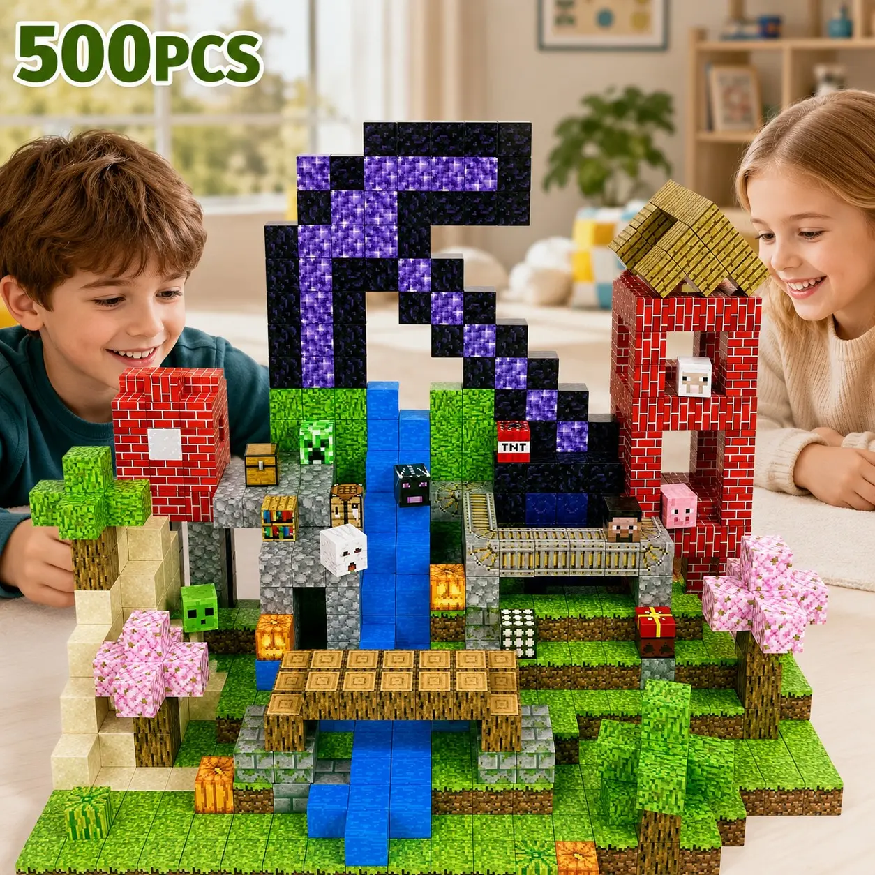 100/200/300/500pcs Magnetic Cube Building Blocks, Colorful Pixel Style, Stem Educational Toy, Unisex, No Battery Needed, Choking Hazard Warning, Magnetic Construction Cubes