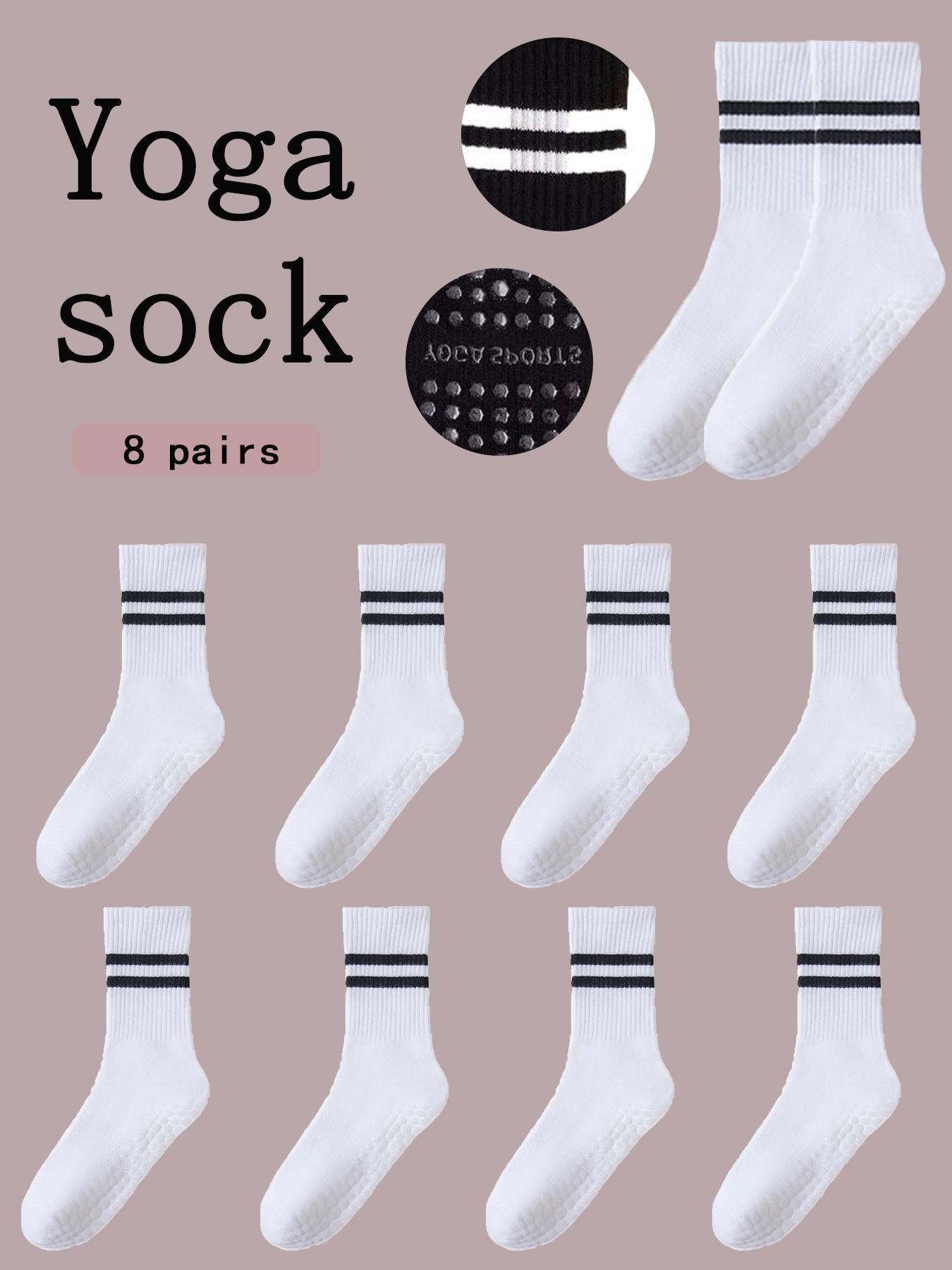 8 Pairs Women Yoga Socks Skipping Rope Sports Socks Ballet Socks Pilates Socks Anti-slip Floor Socks Parallel Bars Mid-tube Socks