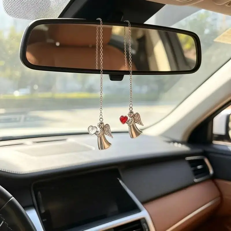Guardian Angel Car Rearview Mirror Ornament - Automotive Decor Additions, Exquisite And Elegant Women'S Car Interior Decoration, Ideal Gift for Friends or New Cars, Stylish Automotive Accessories