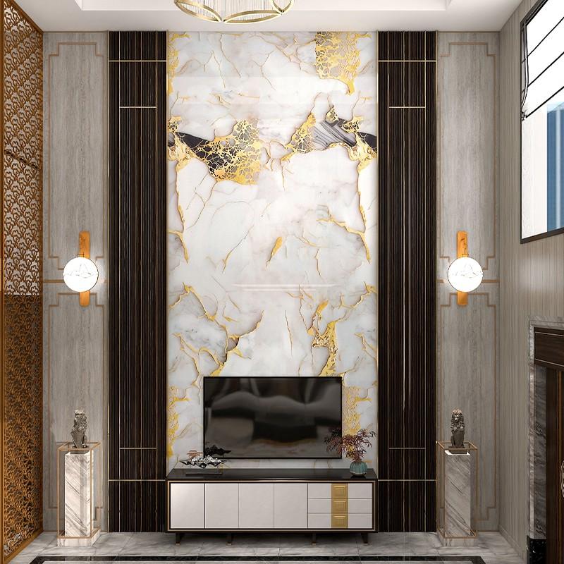 Self Adhesive Vinyl Floor Tiles, 15.74" x 118.11", Bianco Marble Pattern - Peel & Stick, DIY Flooring for Kitchen, Dining Room, Bedrooms & Bathrooms