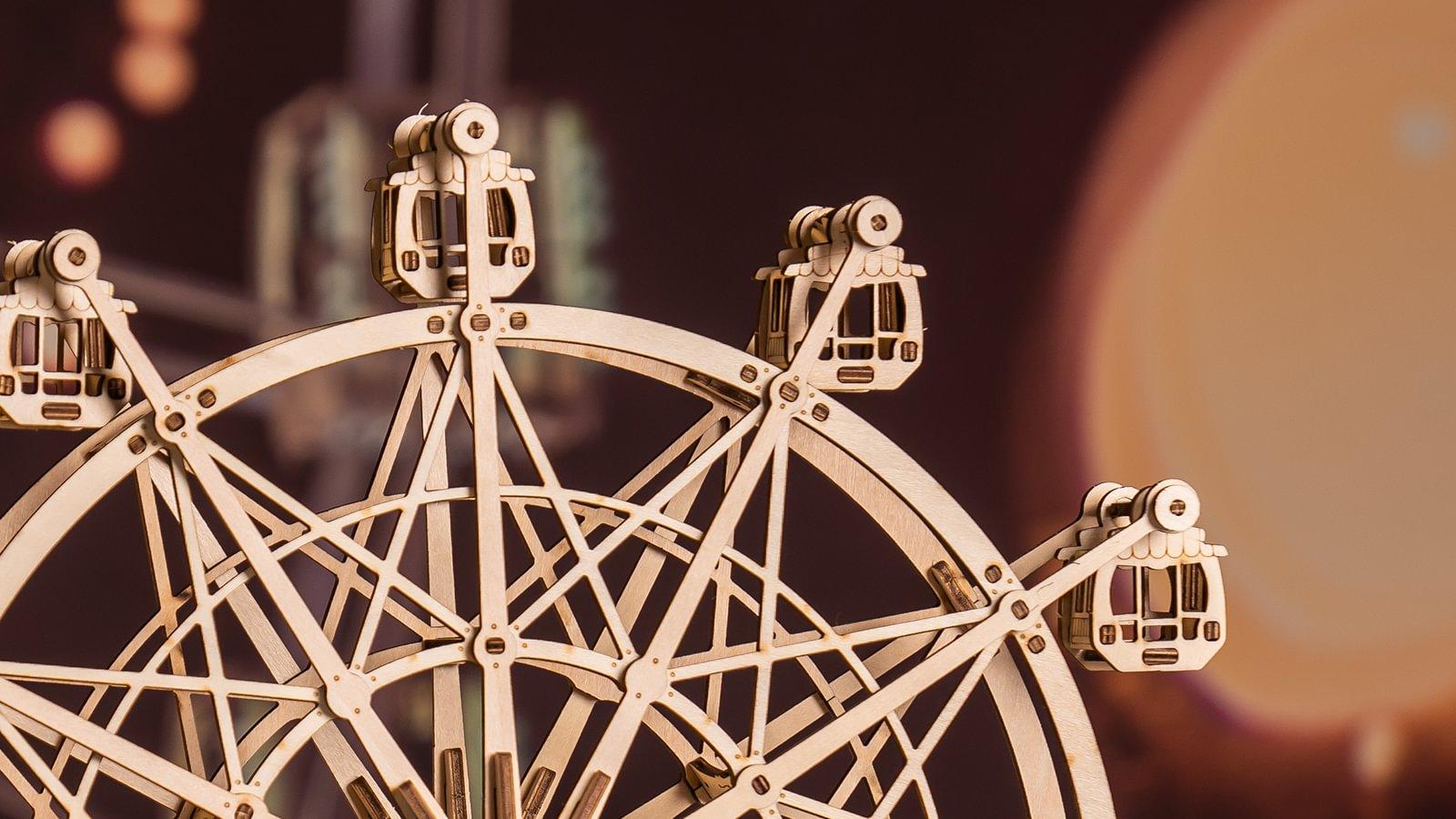 Rolife 3D Wooden Puzzle for Adults,Mechanical DIY Crafts Kits for Kids,Ferris Wheels Music Model Kits to Build,Brain Teaser Puzzles for Boys and Girls