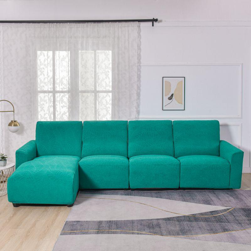 L-Shape Leaf Pattern Sofa Cover Set, Includes Backrest, Seat, Armrests, Soft Comfortable, Universal Fit, Fashion Bedroom Decor, Elastic Sofa Slipcover