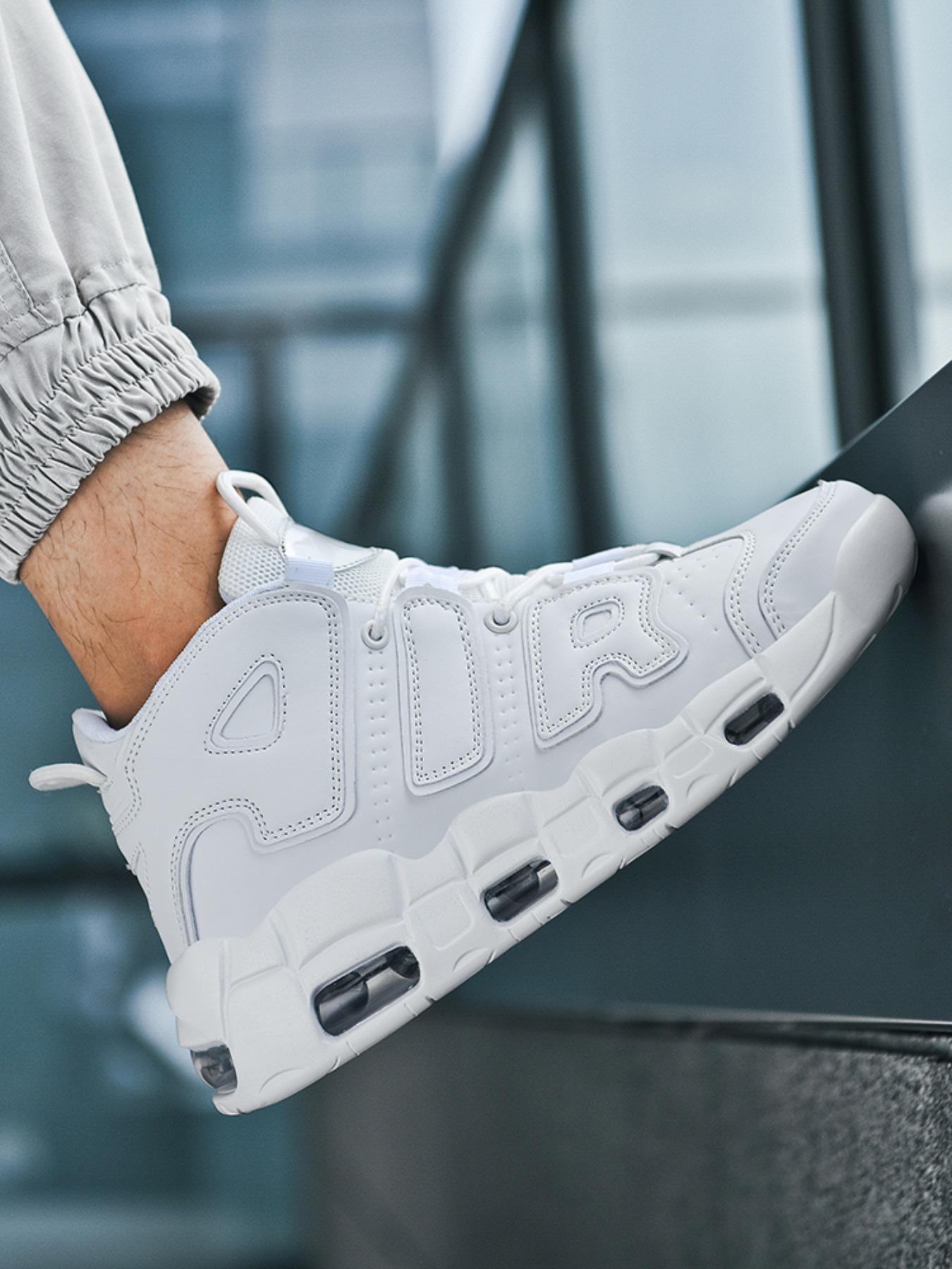 Men's High-Top Fashion Sneakers, Comfortable Breathable Running Shoes, Striped PU Leather, Medium Width, All Seasons