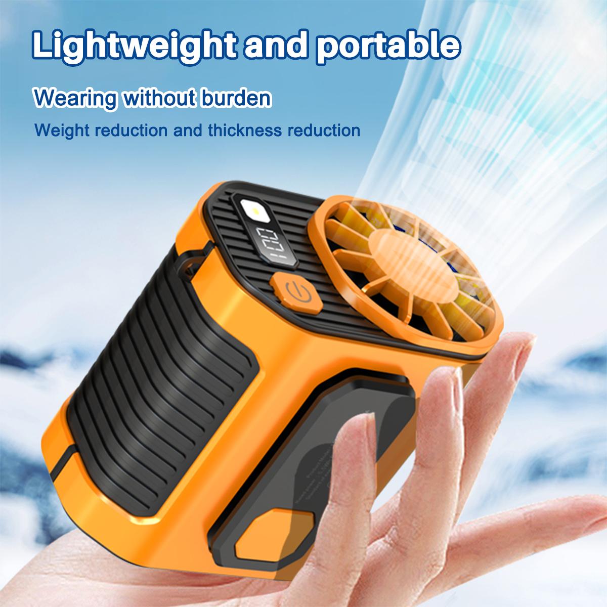 Summer Fan, Portable Waist Clip Fan, 5000 mAh Cool Clip Fan Under Shirt, Belt Fan Clip On Waist Portable Cooling Fan, with LED Light, USB Rechargeable Portable Waist Fan for Outdoor Play and Work