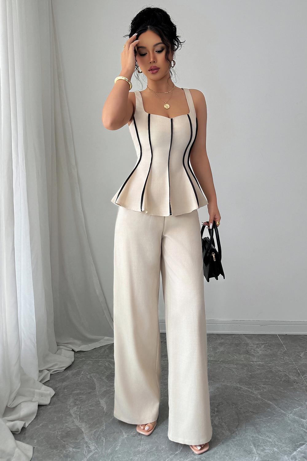 ZAFUL Women's Temperament And Elegant Wind Camisole Undershirt Solid Color Pants Suit 2025 Summer ZAFUL Women's Temperament And Elegant Wind Camisole Undershirt Solid Color Pants Suit 2025 Summer