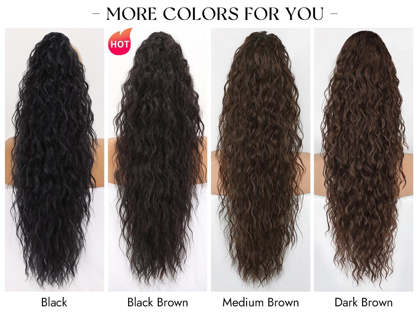 [ AISI HAIR ] Ponytail Extension Claw 30" Curly Pony Tail Clip in Claw Hair Extensions Fluffy Natural Looking Synthetic Hairpiece for Women Blonde Highlight