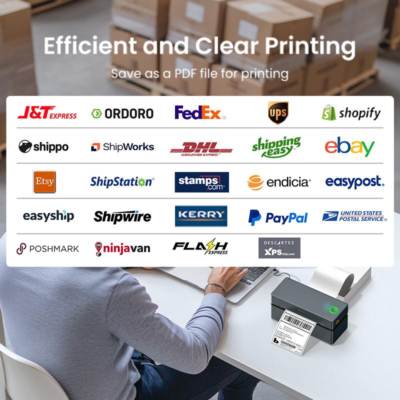 PL80E Bluetooth Thermal Shipping Label Printer, Wireless 4x6 Shipping Label Printer for Small Business.