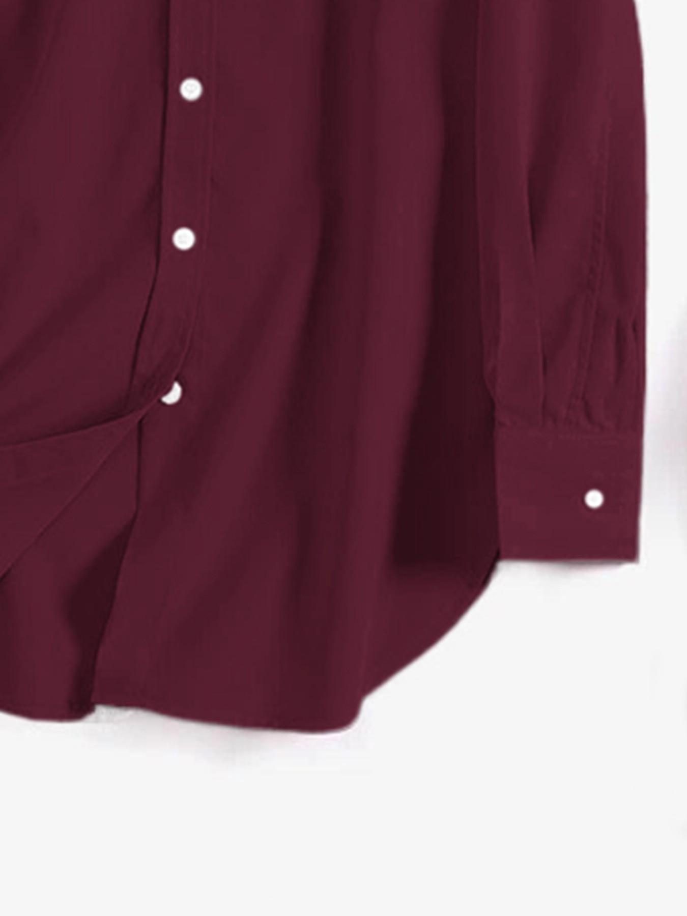 Women's Fashion Simple Solid Color Button Long Sleeve Shirt, Casual Stylish Blouse for Daily Wear, Comfortable and Versatile Clothing