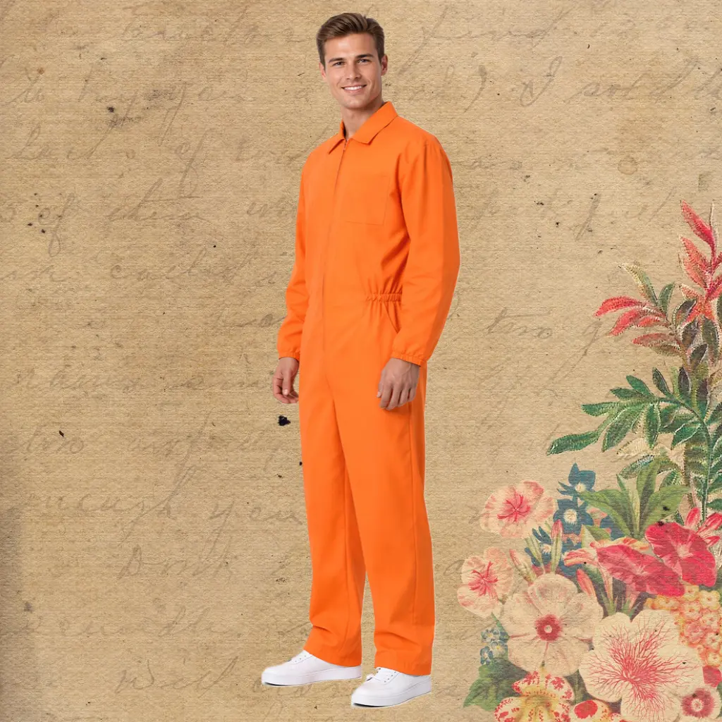 Luigi Orange Prison Jumpsuit Halloween Cos Outfit Role Play Party Stage Performance Costume