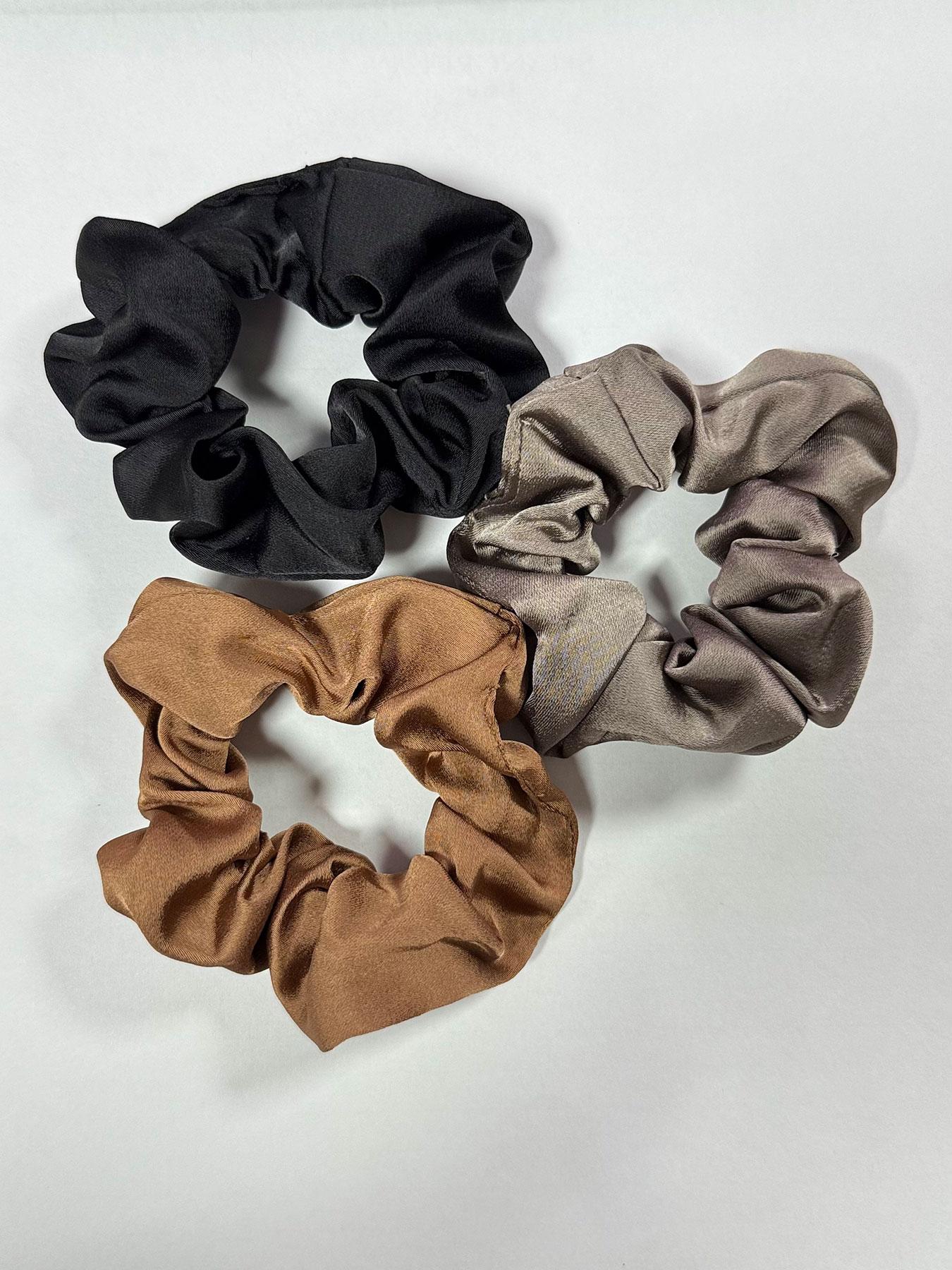 Elegant Satin Hair Ties Set, 3pcs High-Quality Women's Hair Accessories, Vintage Simple Style, Perfect for Styling Buns & Ponytails