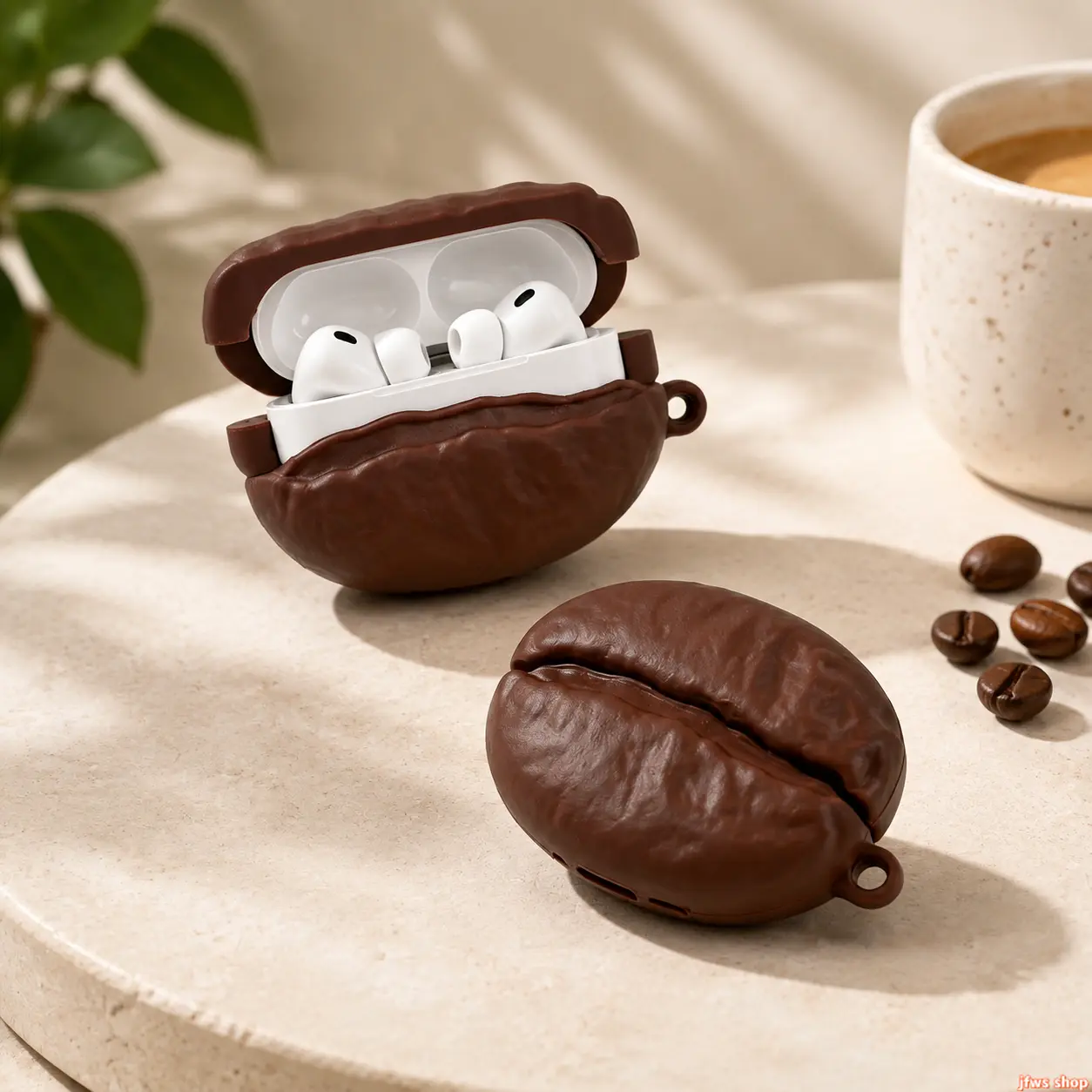 Cute 3D Coffee Bean Earphone Case, Soft Silicone Shockproof Cover for AirPods Pro 2nd-3rd Gen Protection, Cute Accessories for Sports & Outdoor Use