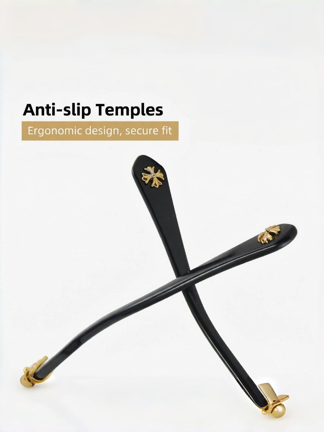 Classic Square Frame Sunglasses, Unisex Casual Optical Glasses, Random Print Decorative Lenses, All Seasons Travel Fashion Eyewear