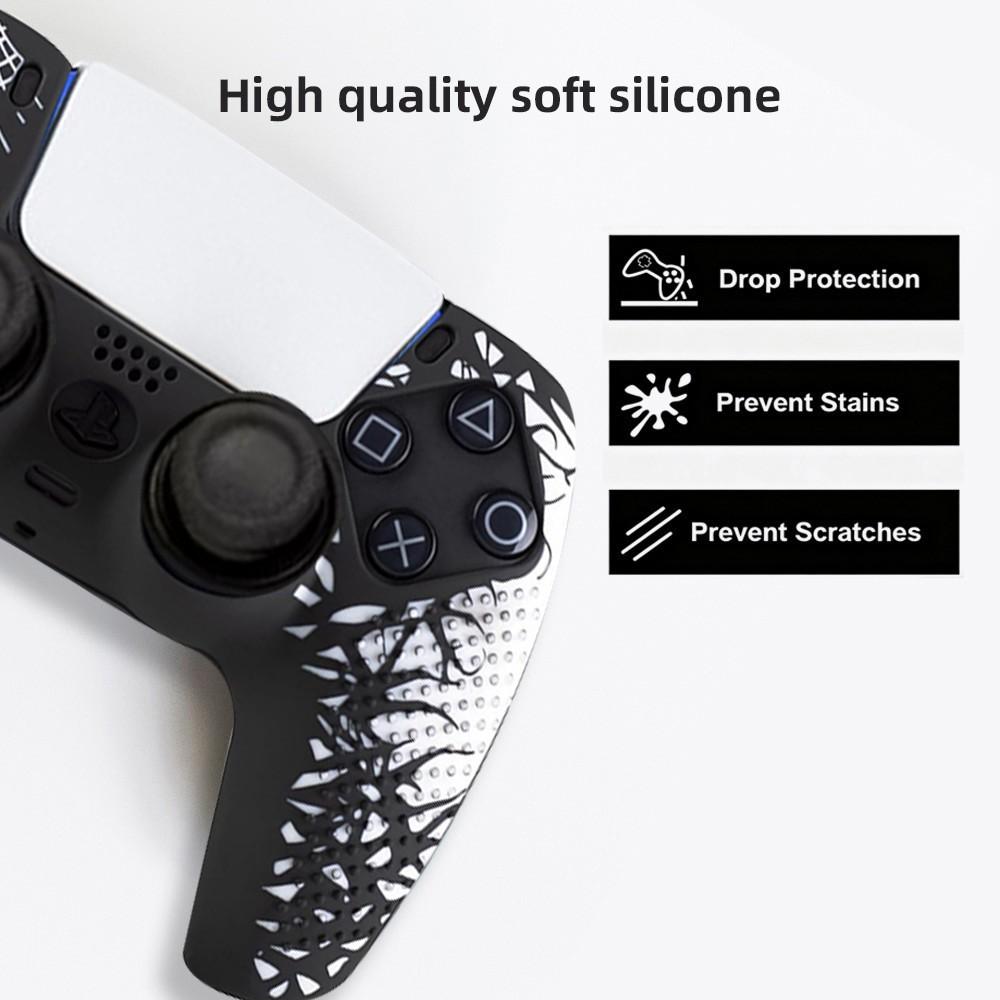 Ps5 Controller Protective Case, Anti-Drop Design, Spider Full Set with Two Joystick Caps + Stickers, Durable Ps5 Accessory
