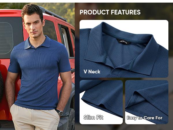 JMIERR Men's Muscle V Neck Polo Shirts Casual Short Sleeve Slim Fit Ribbed Golf T Shirt Athletic Tee JMIERR Men's Muscle V Neck Polo Shirts Casual Short Sleeve Slim Fit Ribbed Golf T Shirt Athletic Tee