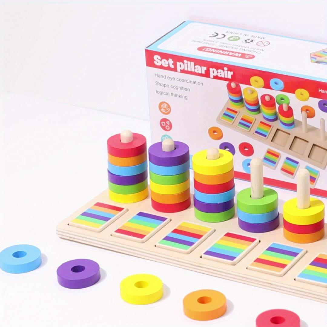 Color matching stacking columns to improve children's hand-eye coordination and color recognition - fun education, stress-free learning, the first choice for holiday birthday gifts! New wooden toys are on the market