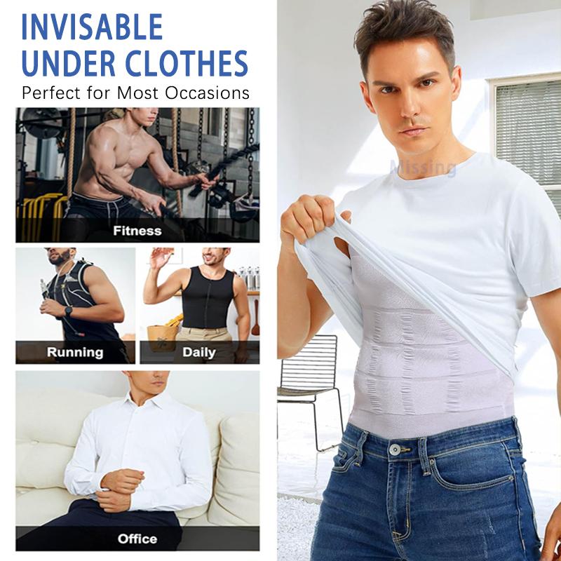 CATTIBOR 1/2/3/4 Pack Men Round Neck Compression Tank Top,Men Shaping Vest,Men Sleeveless Shirt Shapewear,Men GYM Workout  Fitness Shirts Tank Tops Shirts Menswear & Underwear,Men's Underwear For All Seasons