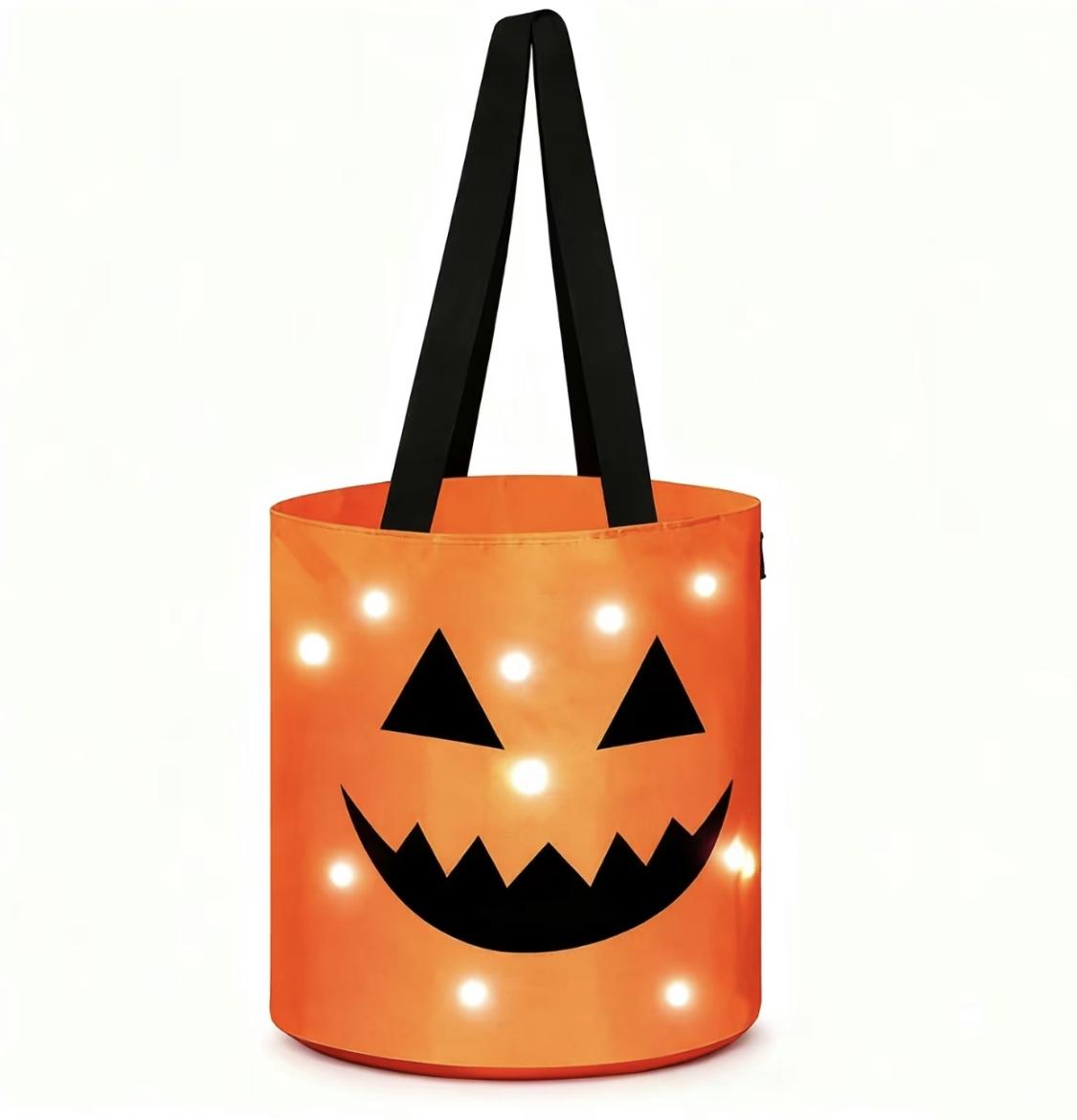 4-Pack LED   halloween Treat Bags  Night Light Bag Pumpkin Candy Buckets for Trick-or-Treating  halloween inside deco