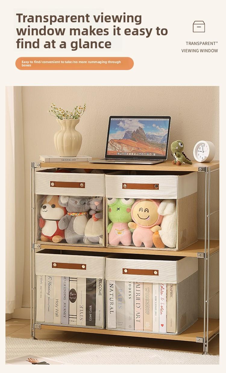 Square Storage Box with Clear Window, Non-Woven Fabric Organizer Bins, Visible Clothes Storage Container, Multifunctional Collapsible Basket for Home Closet