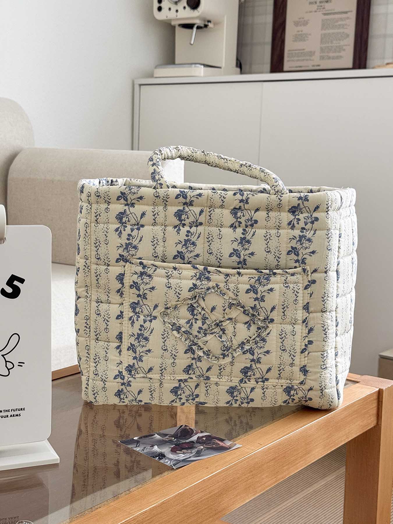 Elegant Home Storage Bag OrganizerMultipurpose Foldable Basket for Clutter Organization,Perfect for Living Room & Bedroom Use, Carrying Caddy, Portable Storage Basket