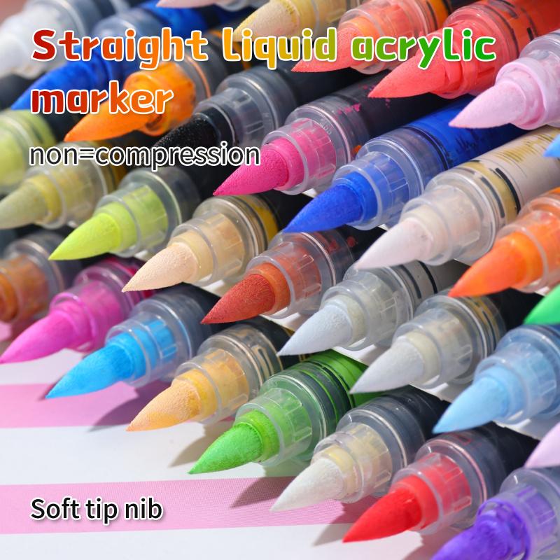 Acrylic Paint Markers, Soft Brush Tip Pens and Markers, Acrylic Paint Pens for Wood, Stone, Canvas, Glass, Fabric, Egg, Rock Painting and DIY Crafts Art Supplies,Permanent,Washable,Quick-Drying,Waterproof
