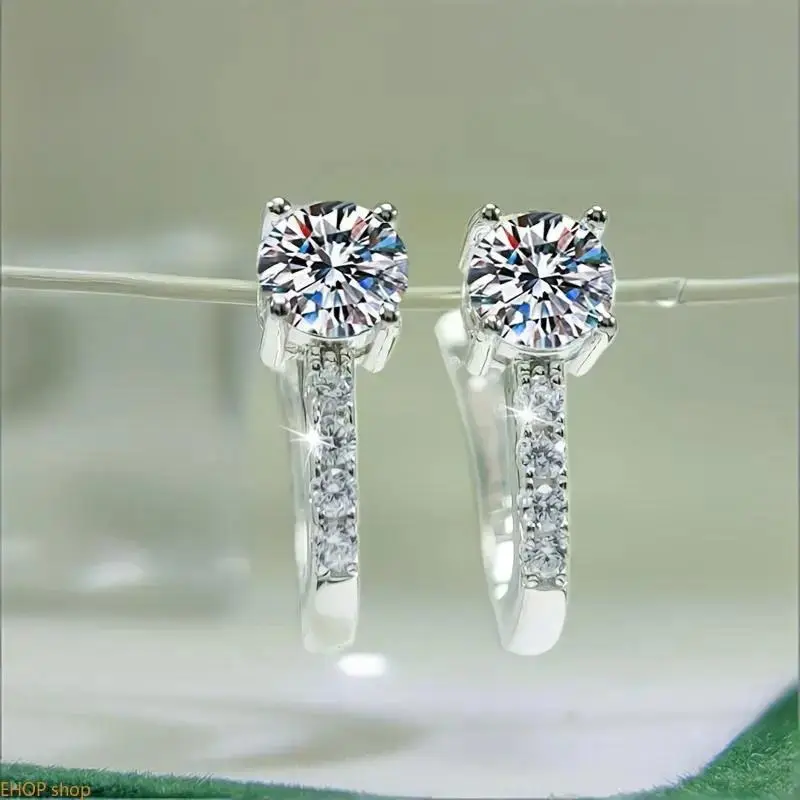 French‑Style 5A CZ Inlaid Earrings for Women, Cute Elegant Fashion Jewelry, Versatile Accessory for Daily Wear, Party, Wedding, Great for Birthday & Holiday Gifting