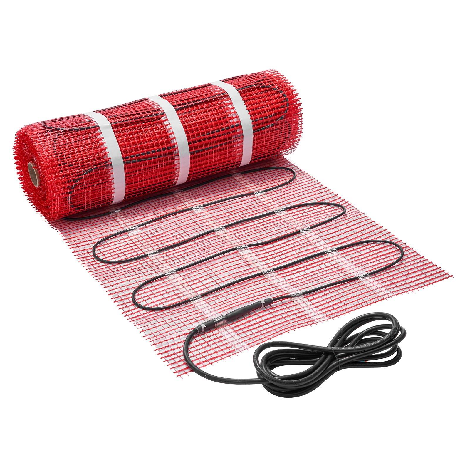 VEVOR 70 sqft Self-Adhesive Mesh Floor Heating Mat System, 120V Electric Radiant Heated Floor System, with Smart Control Thermostat & Alarm, Easy Installation for Tile, Stone, Vinyl