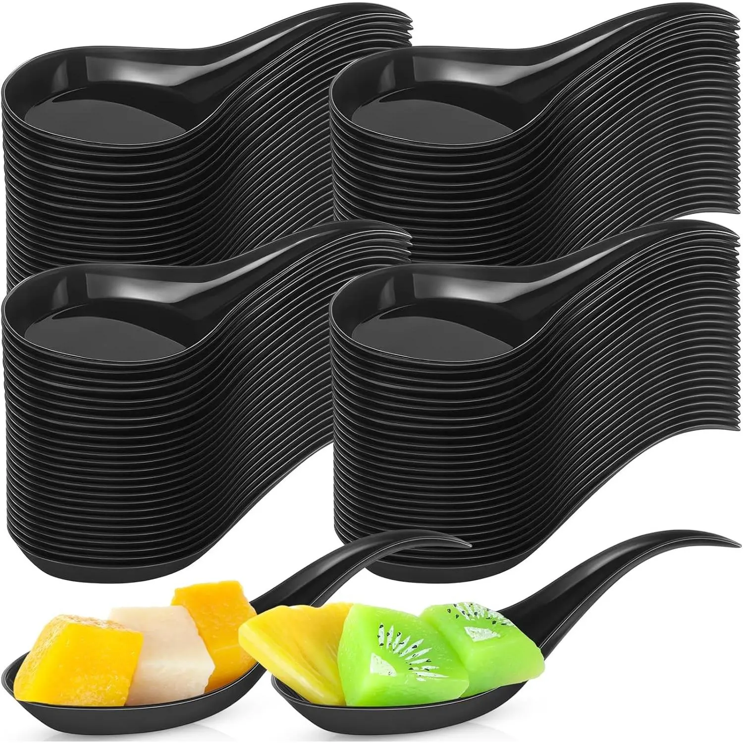 400 Pcs 4.7 x 1.2 Inch Black Disposable Mini Tasting Spoons Bulk for Appetizer Dessert Soup Sushi Ice Cream Perfect for Wedding Bridal Shower Parties