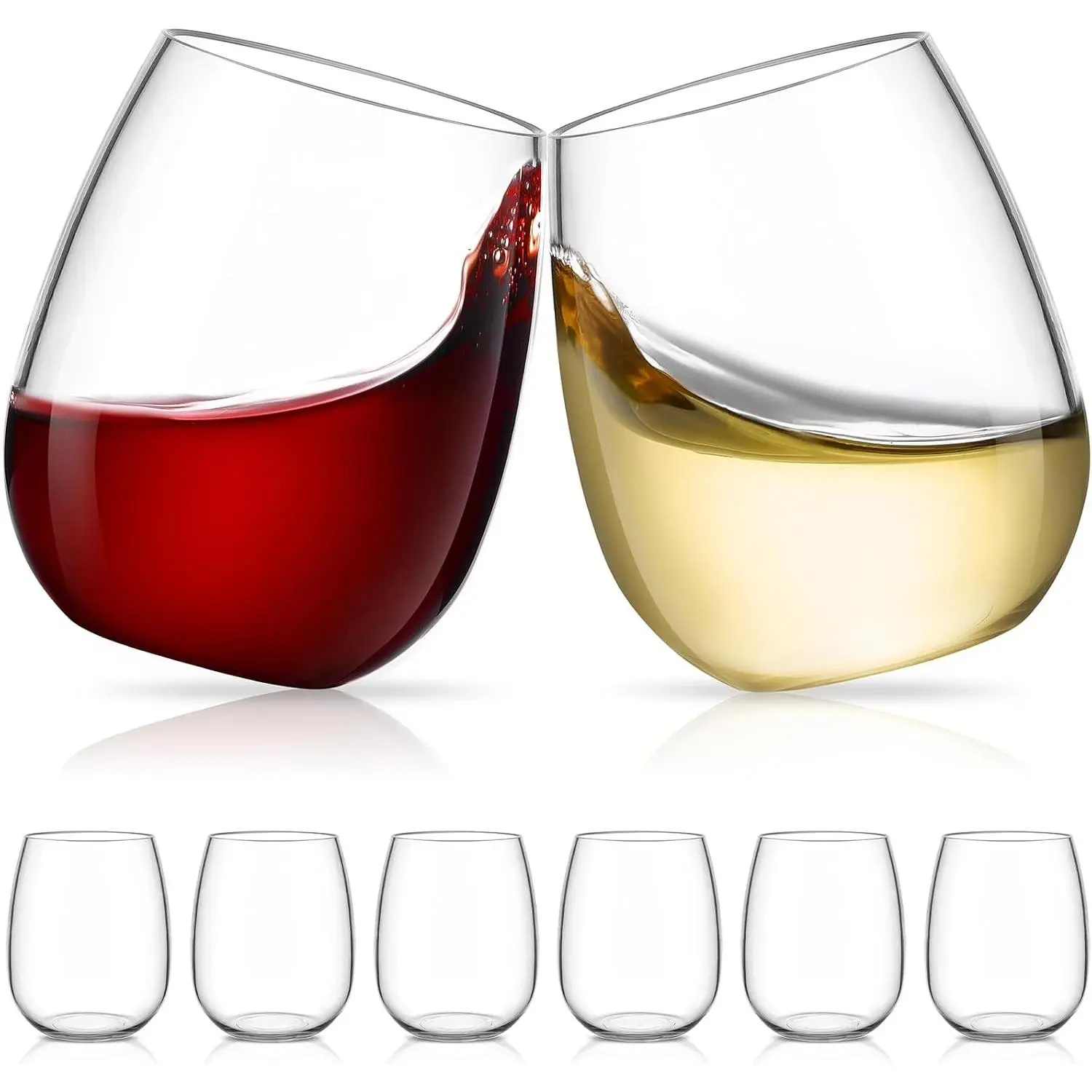 6 Pack Unbreakable Tritan Plastic Wine Glasses, 16 oz Reusable Stemless Wine Glass, BPA Free Tumblers, Drinking Glassware, Perfect for Indoor & Outdoor, Poolside, Party, Camping, Shatterproof 100%