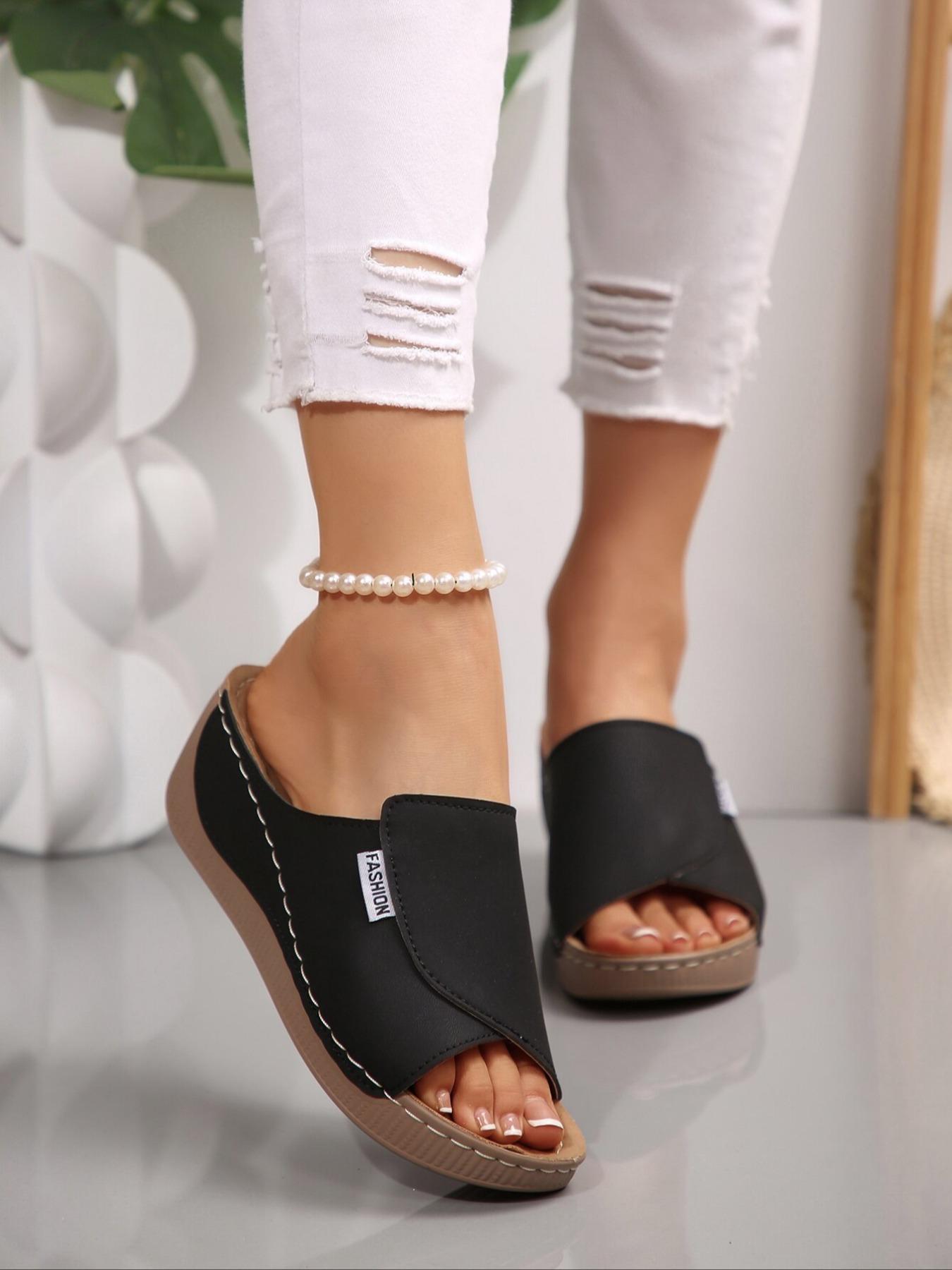 Lace-Up Cross Strap Wedge Sandals, Comfortable Fashion Trendsetter Footwear, Ideal for Commuting & Stylish Wear