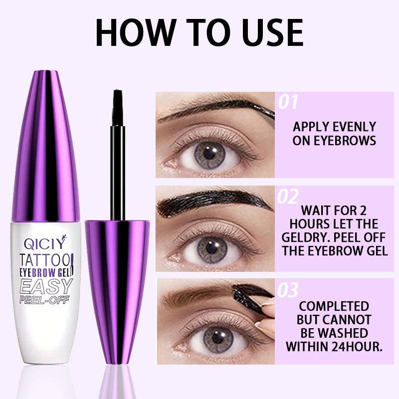 Easy Peel-Off Eyebrow Gel-Waterproof &Sweatproof, Long-Lasting Black or Brown TattooTint, Film Forming, Medium Coverage for All SkinTypes Makeup Tech 01 eyebrows  gel brow Cosmetic eyebrowtint