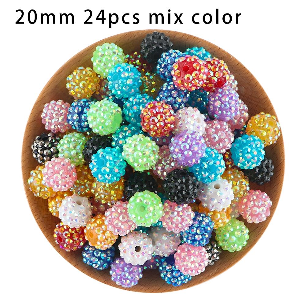24pcs 14/16/20mm Resin Bayberry Ball Rhinestone Beads, Fashionable and Exquisite Acrylic Beads, Suitable for Pen Accessories, Bracelets Jewelry Making DIY Decorative Accessories