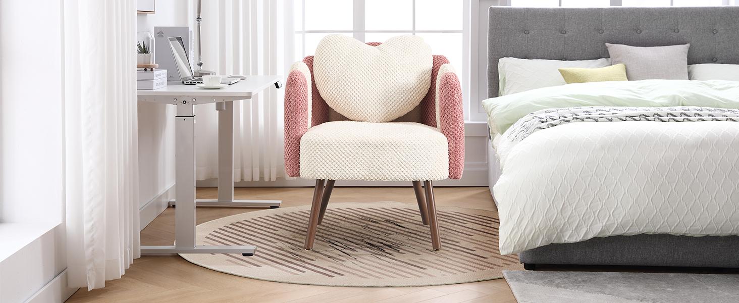 Modern Velvet Petal Accent Chair,Cute Vanity Chair with Back and Wood Legs,Home Reading Chair Armchair for Living Room,Makeup Room,Bedroom