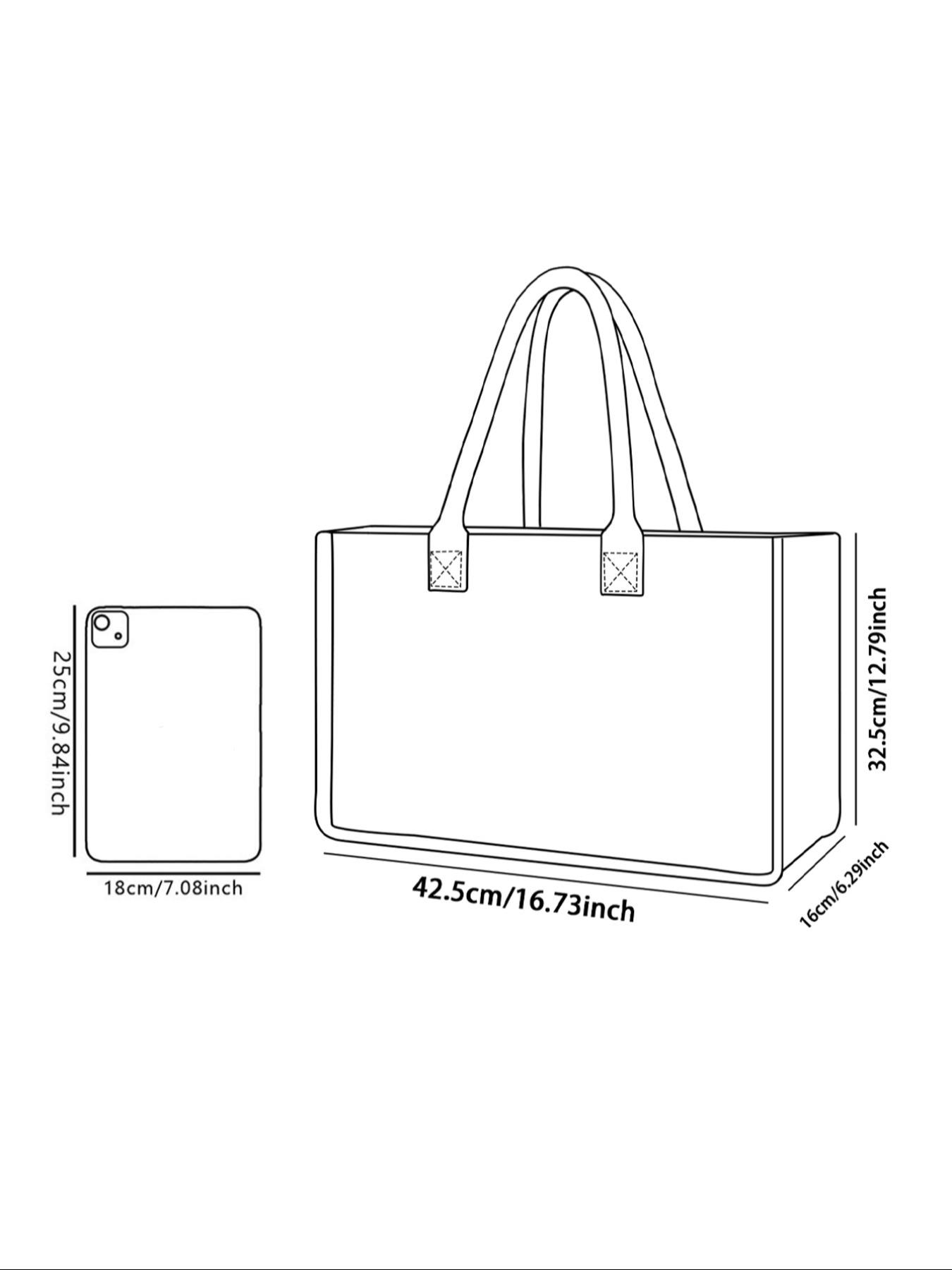 Large Capacity Watermelon Pattern Storage Bag, Fashionable Shopping Bag, Durable Handle, Space Saving Multi-Purpose, Ideal for School, Travel, Shopping