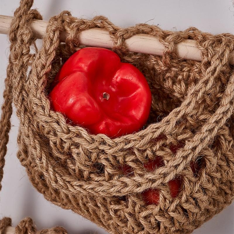 New Unique Three-Layer Fruit Basket, Detachable Wall-Mounted Fruit Net, Simple Nordic Style Woven Bag, Vegetable and Fruit Basket