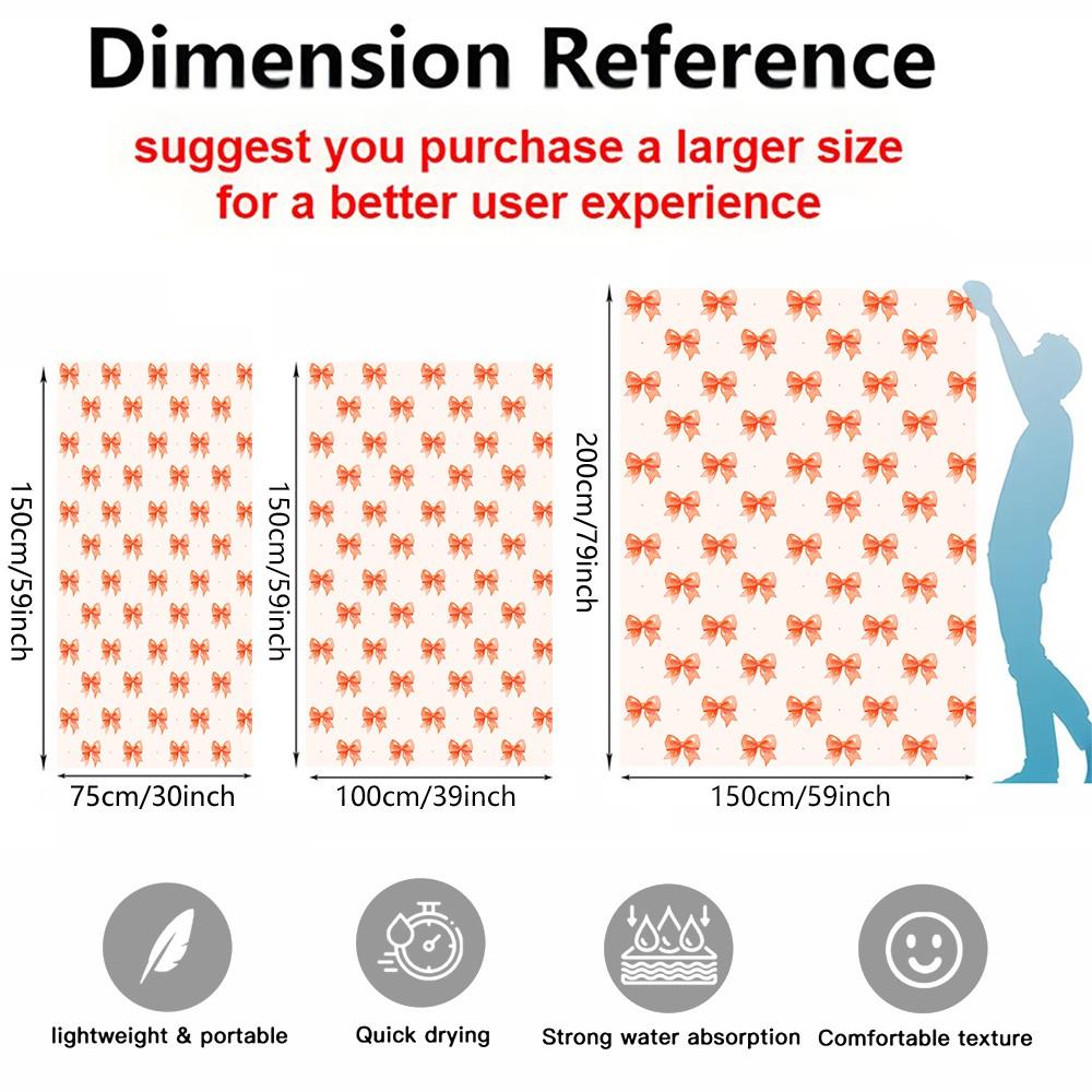 Cute Bow Knot Beach Towel, Fresh Pastel Ribbon Design Microfiber Quick Dry Towel, Exclusive Gift for Girls & Women