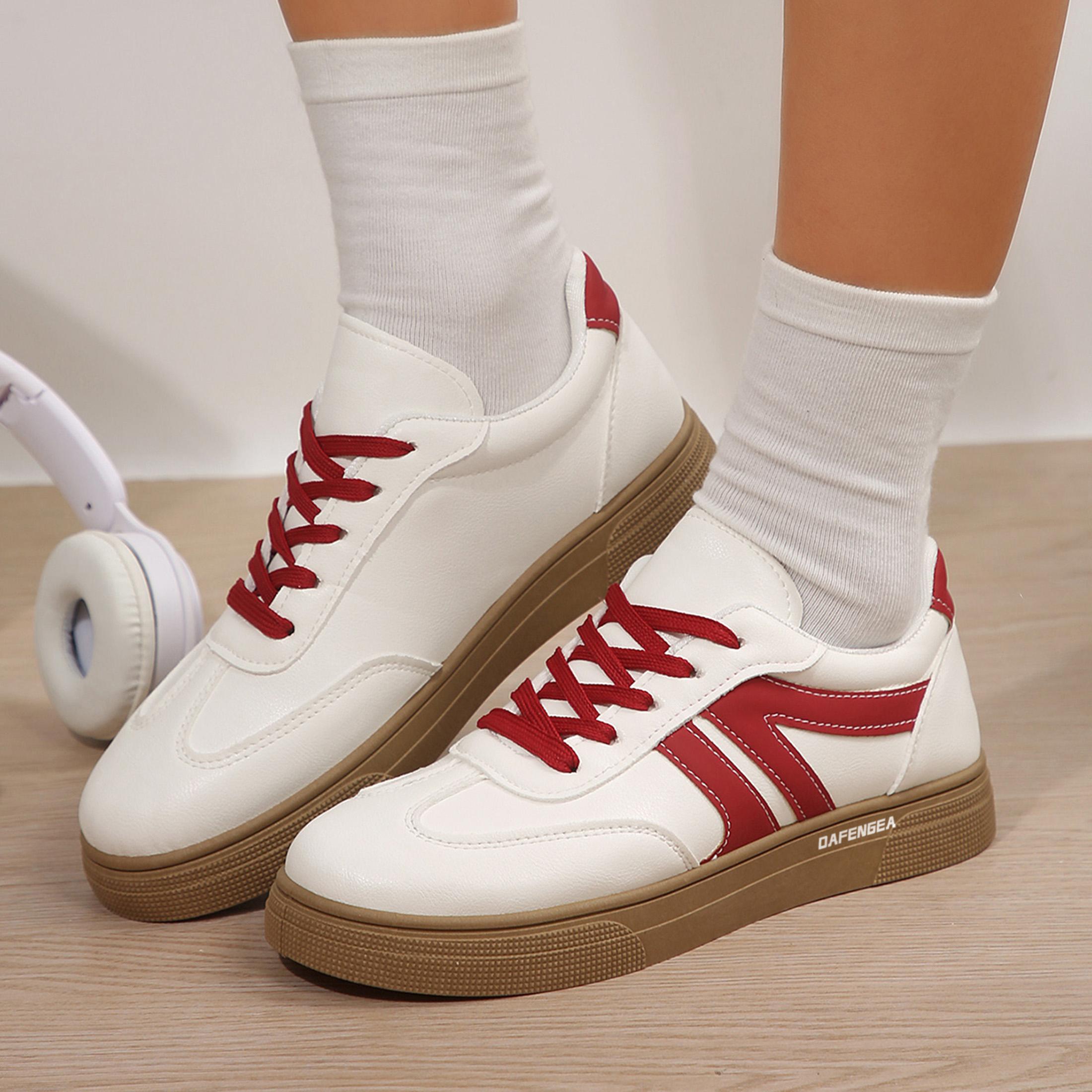 Women's Round Toe Casual Sports Sneakers Lace-Up Comfortable & Breathable Suitable For Outdoor Daily Wear Fashionable And Versatile 4 Seasons